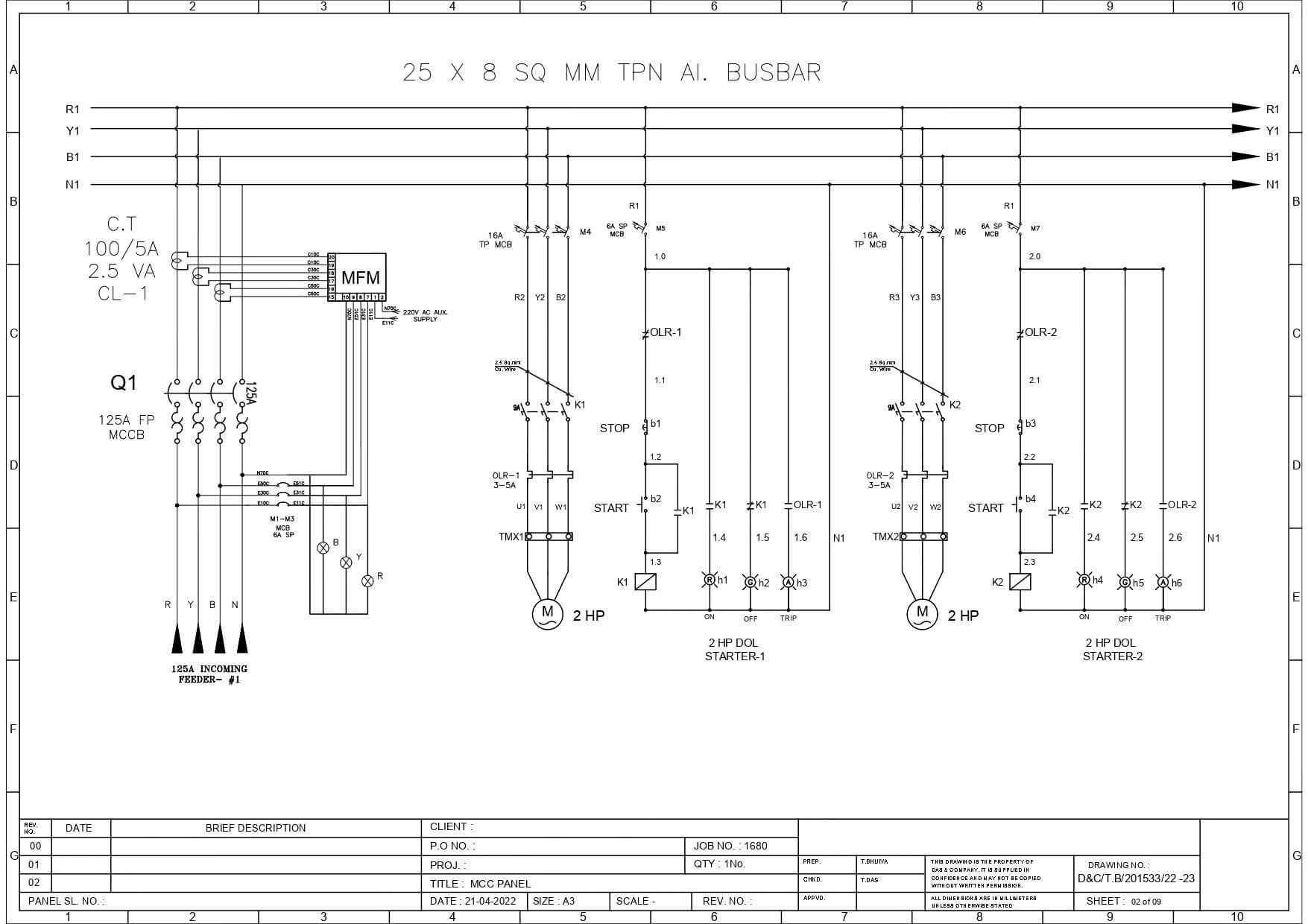نقشه تابلو برق سه فاز